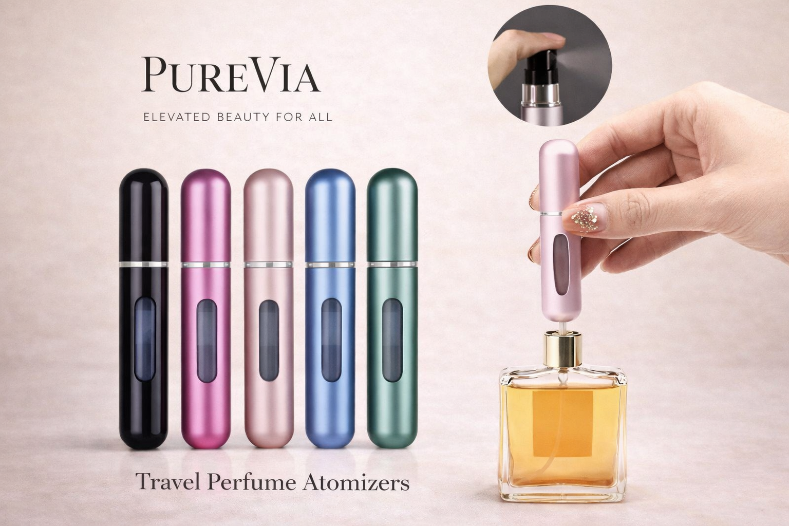 PUREVIA ScentPort 4x Portable Refillable Perfume Travel Set – front view