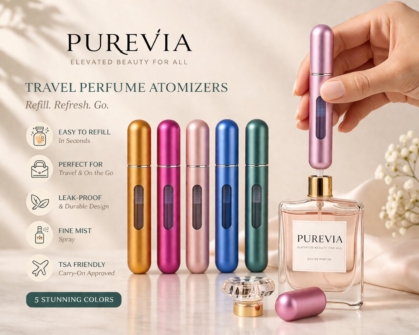 PUREVIA ScentPort 4x Portable Refillable Perfume Travel Set – lifestyle