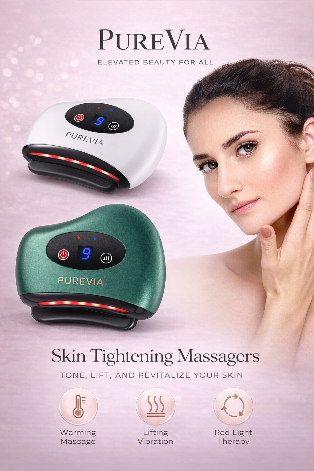 PUREVIA SculptWave Electric Gua Sha Scraping Device – front view