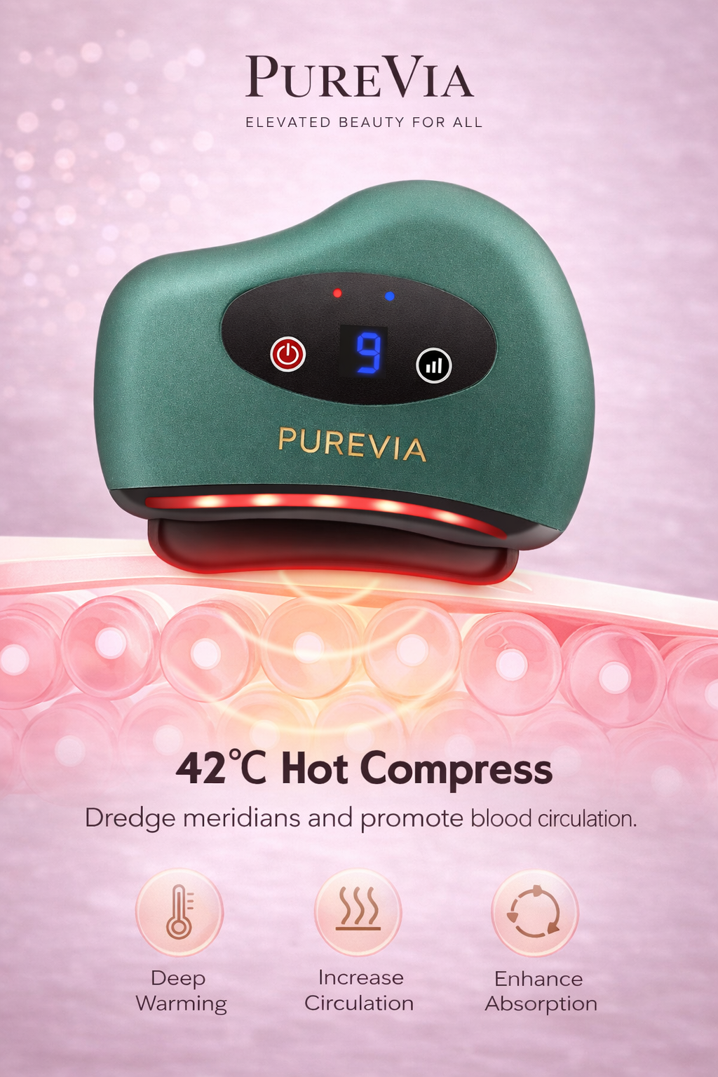 PUREVIA SculptWave Electric Gua Sha Scraping Device – side angle