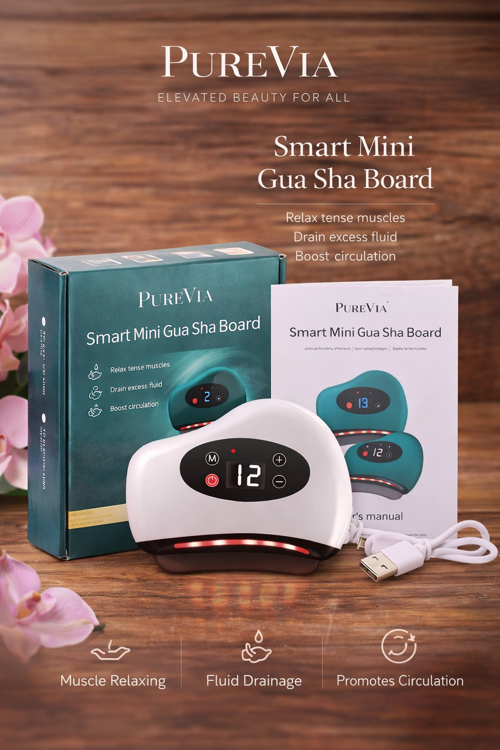 PUREVIA SculptWave Electric Gua Sha Scraping Device – hero shot