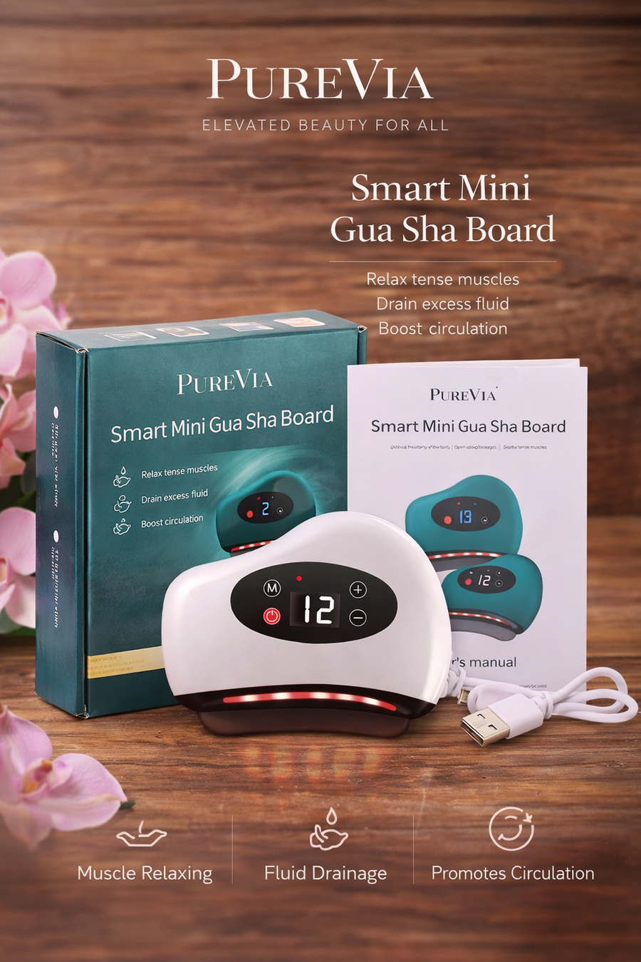 PUREVIA SculptWave Electric Gua Sha Scraping Device – hero shot