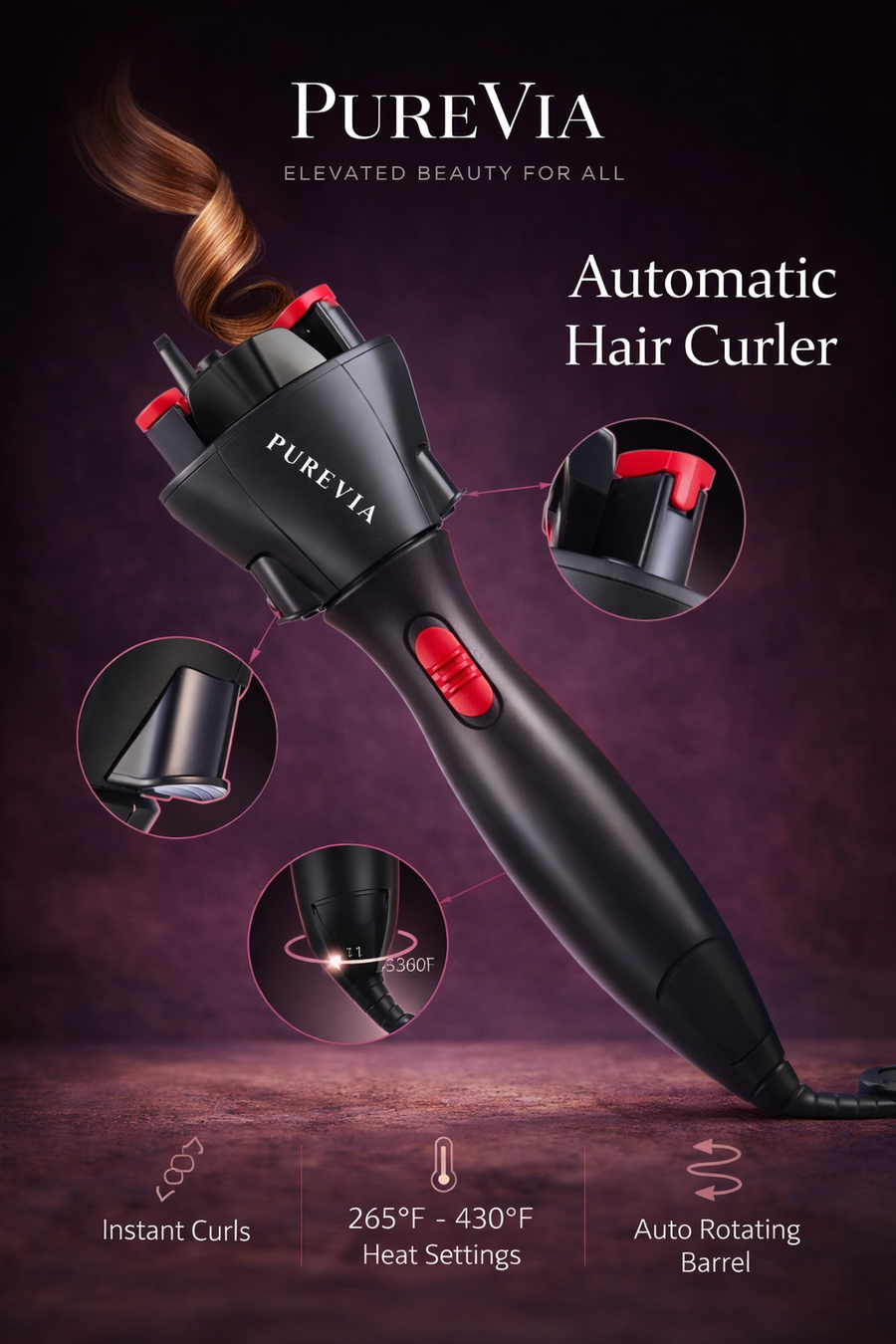 PUREVIA TwistFlow Electric Hair Braider – hero shot