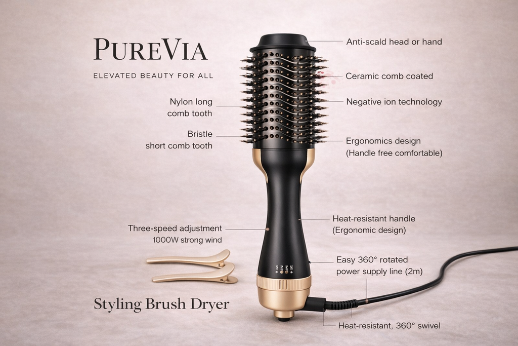 PUREVIA AirStyle Pro Hair Dryer Brush – lifestyle in use