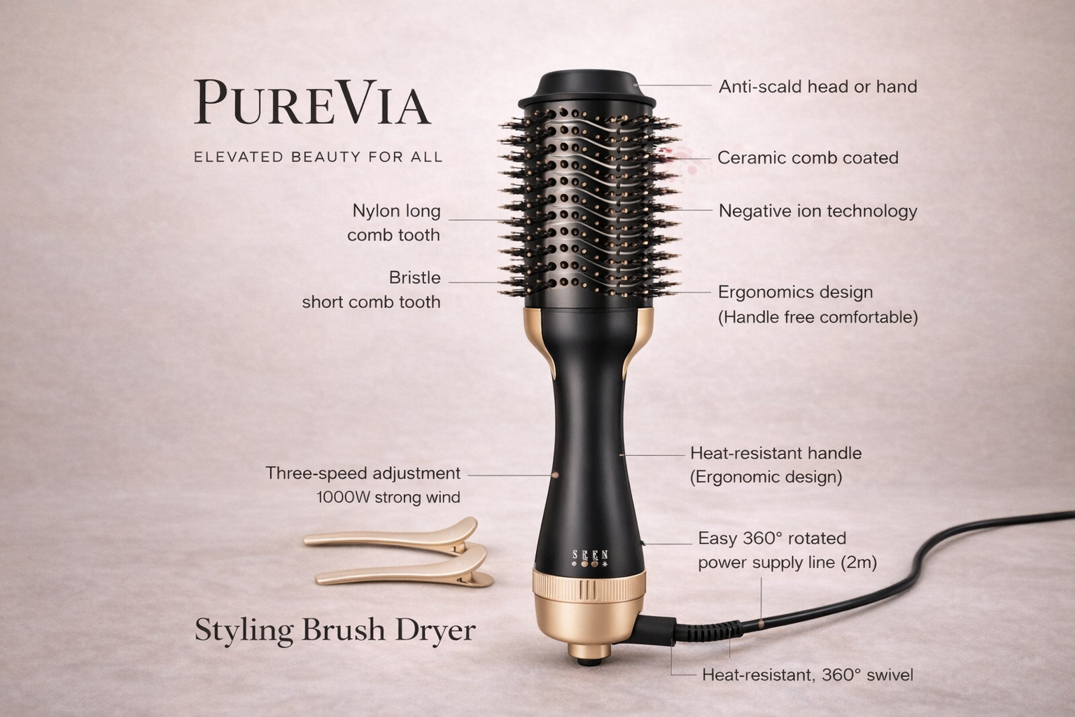 PUREVIA AirStyle Pro Hair Dryer Brush – lifestyle in use